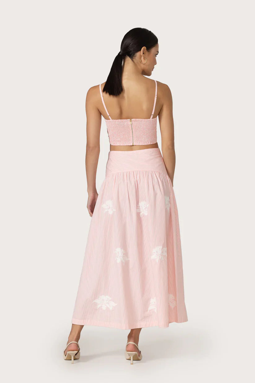 Lusana Oliver Embroidered Poplin Skirt Set in Orchid Stripe