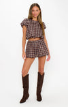 Show Me Your Mumu Highland Crop Top & Bubble Skort Set in Saddle Plaid