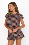 Show Me Your Mumu Highland Crop Top & Bubble Skort Set in Saddle Plaid