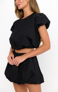 Show Me Your Mumu Highland Crop Top & Bubble Skort Set in Black