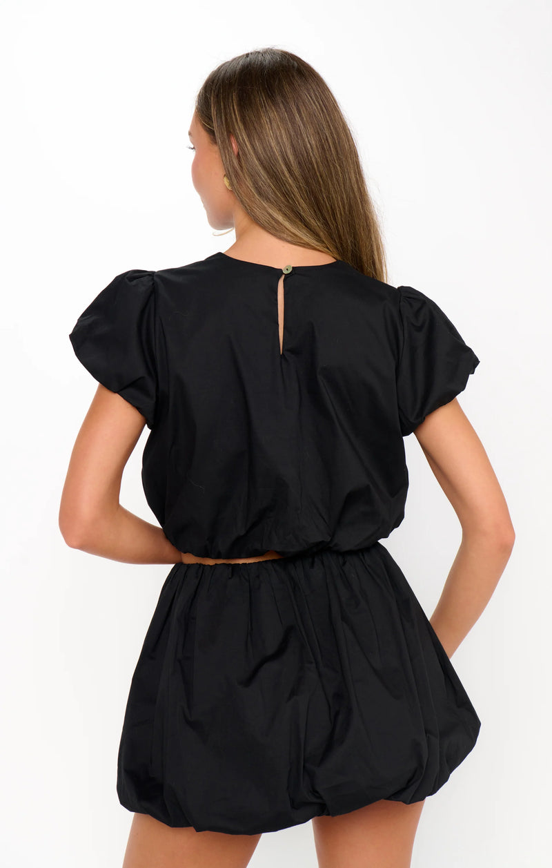 Show Me Your Mumu Highland Crop Top & Bubble Skort Set in Black