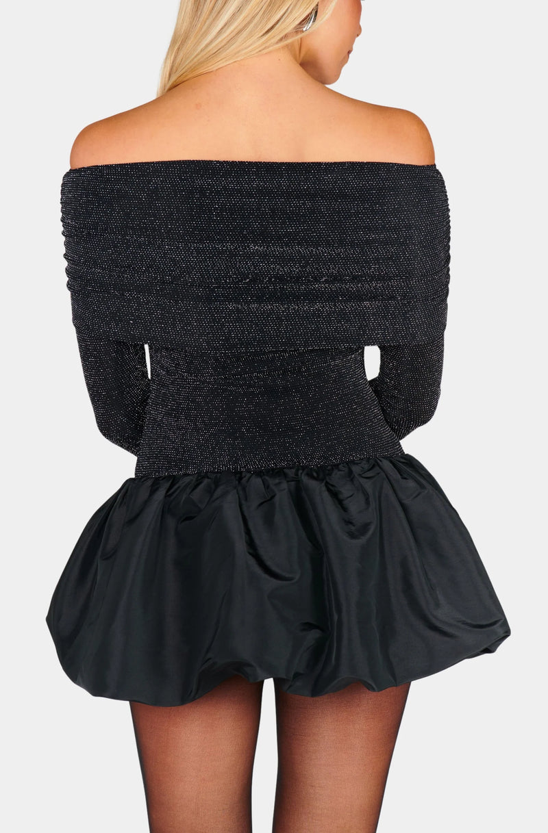 Show Me Your Mumu Charlize Mini Dress in Black Dancing Queen Shine