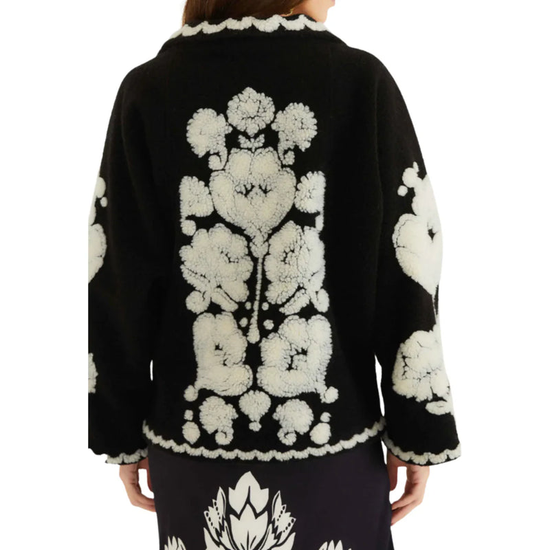 Farm Rio Floral Arabesque Fleece Coat