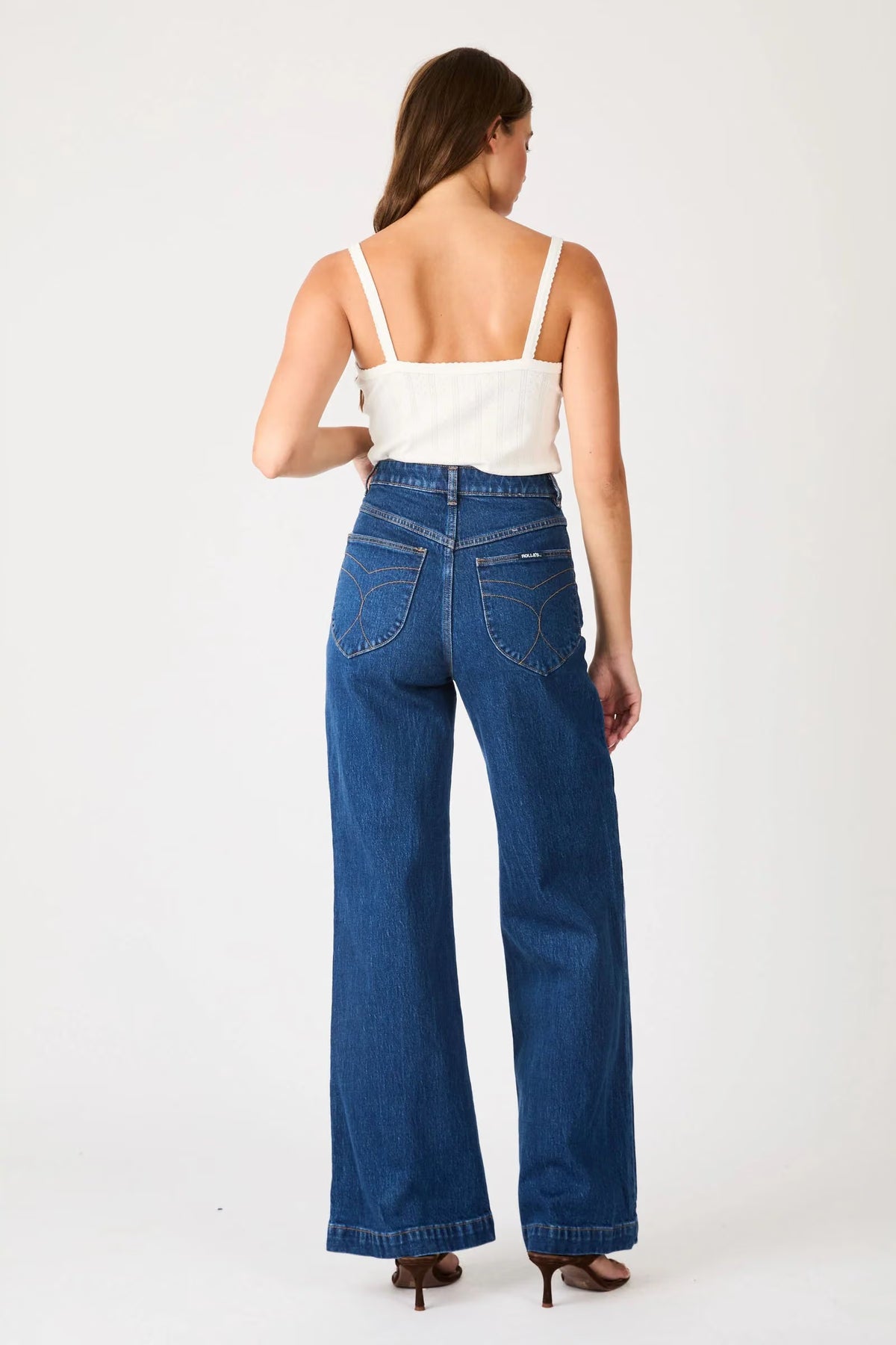 Rolla's Sailor Wide Leg Jeans Long in Eco Ruby Blue