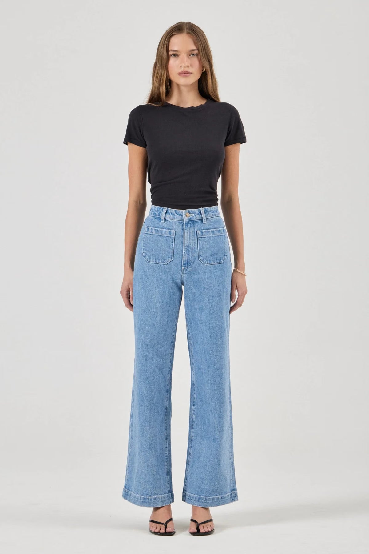 Rolla's Sailor Wide Leg Long Jeans in Lily Blue
