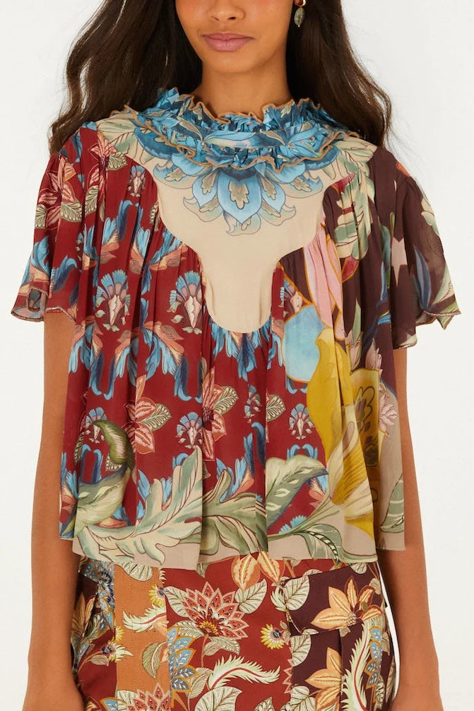 FARM RIO Lunar Boho Short Sleeve Blouse