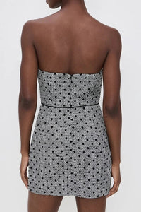 RENTAL Amanda Uprichard Puzzle Strapless Mini in Dot