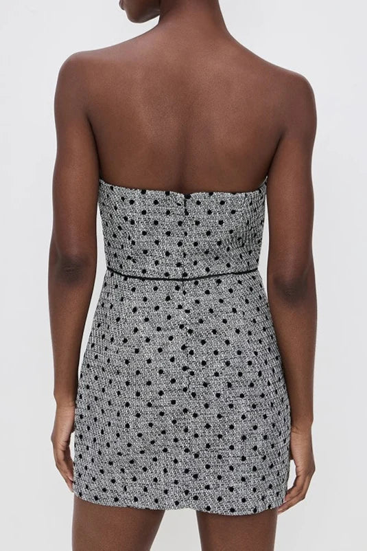 RENTAL Amanda Uprichard Puzzle Strapless Mini in Dot