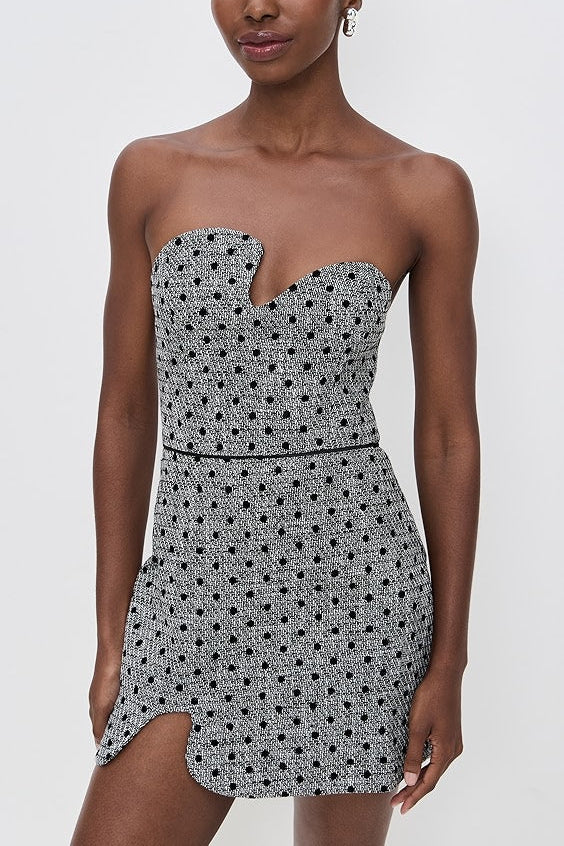 RENTAL Amanda Uprichard Puzzle Strapless Mini in Dot