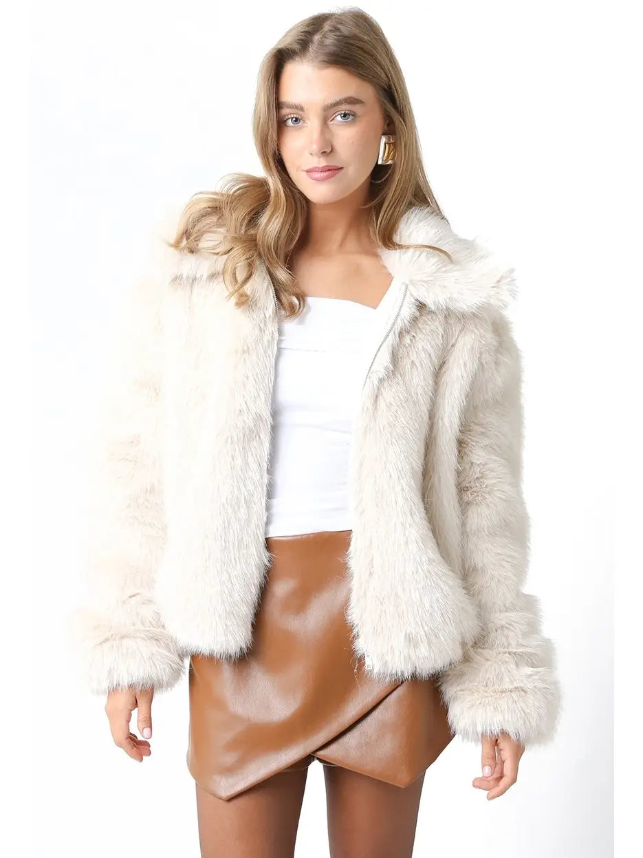 Emily Faux Fur Zip Up Jacket