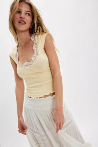 Free People Oh My Darling Tee in Butter