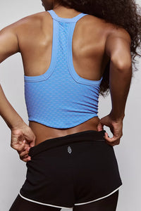 FP Movement All Clear Jacquard  V-Neck in Riviera Blue Holiday