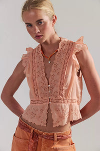 Free People Day Dreamer Top in Peach Pie