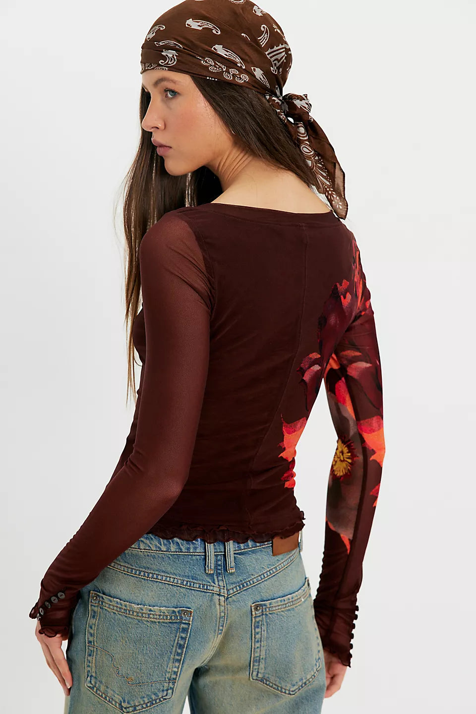 Free People Lilly Printed Long Sleeve Top
