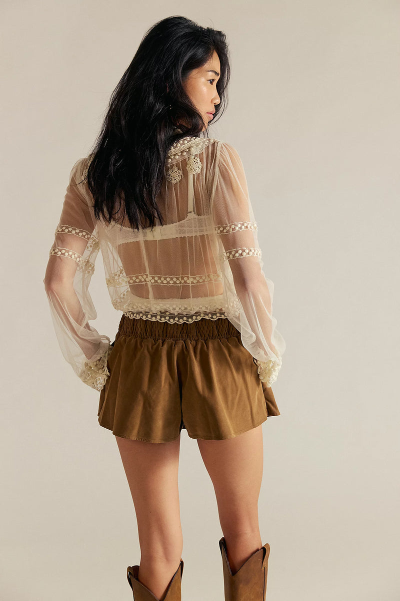 Free People Paradise Found Suede Skort