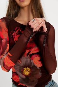 Free People Lilly Printed Long Sleeve Top