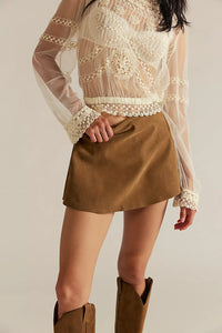 Free People Paradise Found Suede Skort