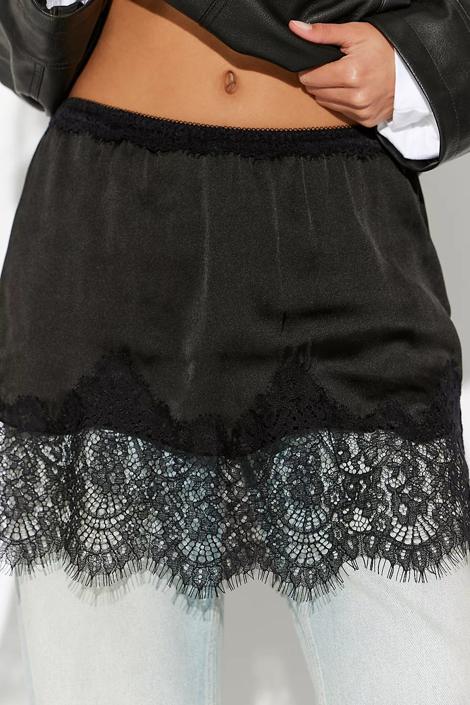 Free People Meet In The Middle Mini Slip Skirt