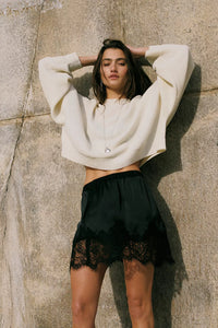 Free People Meet In The Middle Mini Slip Skirt