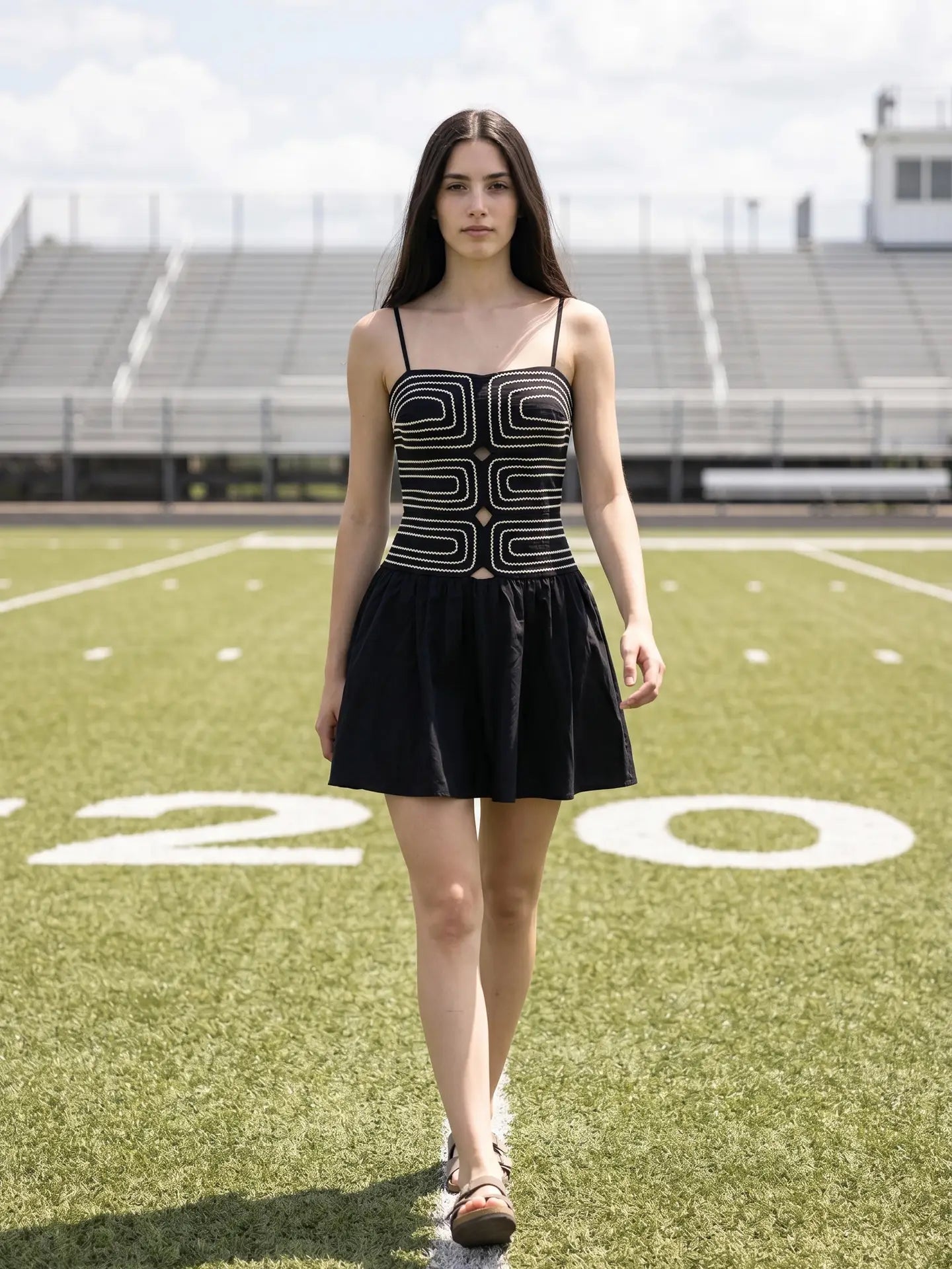 Meena Cutout Detail Mini Dress in Black