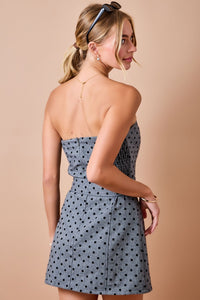 Margot Strapless Tweed Polka Dot Mini
