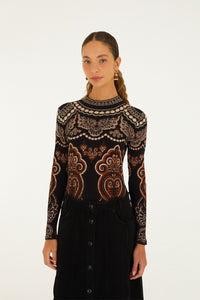 FARM RIO Nicole Long Sleeve Jersey Bodysuit