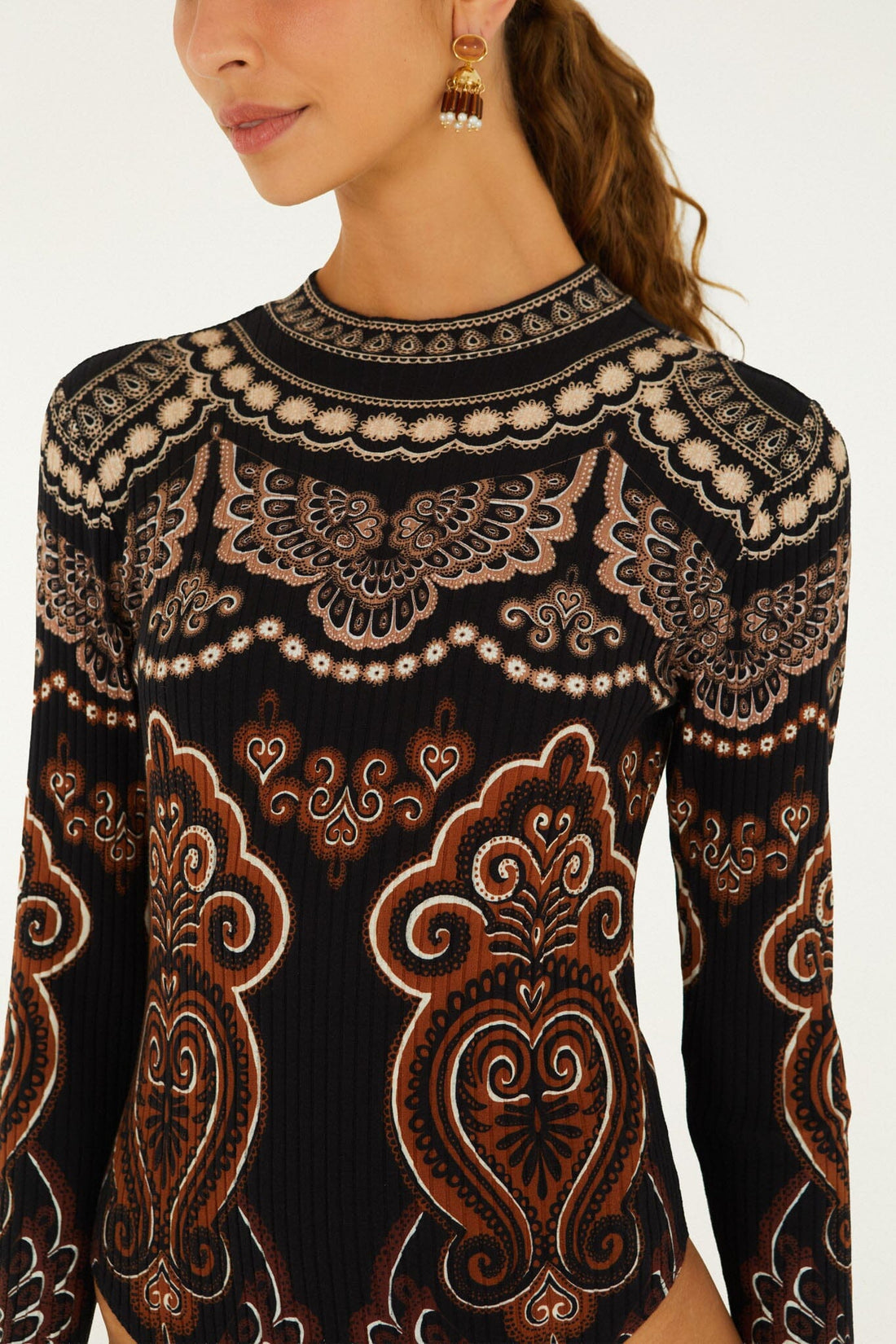 FARM RIO Nicole Long Sleeve Jersey Bodysuit