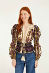 Farm Rio Embroidered Tapestry Sand Long Sleeve Blouse