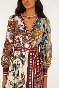 FARM RIO Stained Glass Beauty Mixed Scarves Mini Dress