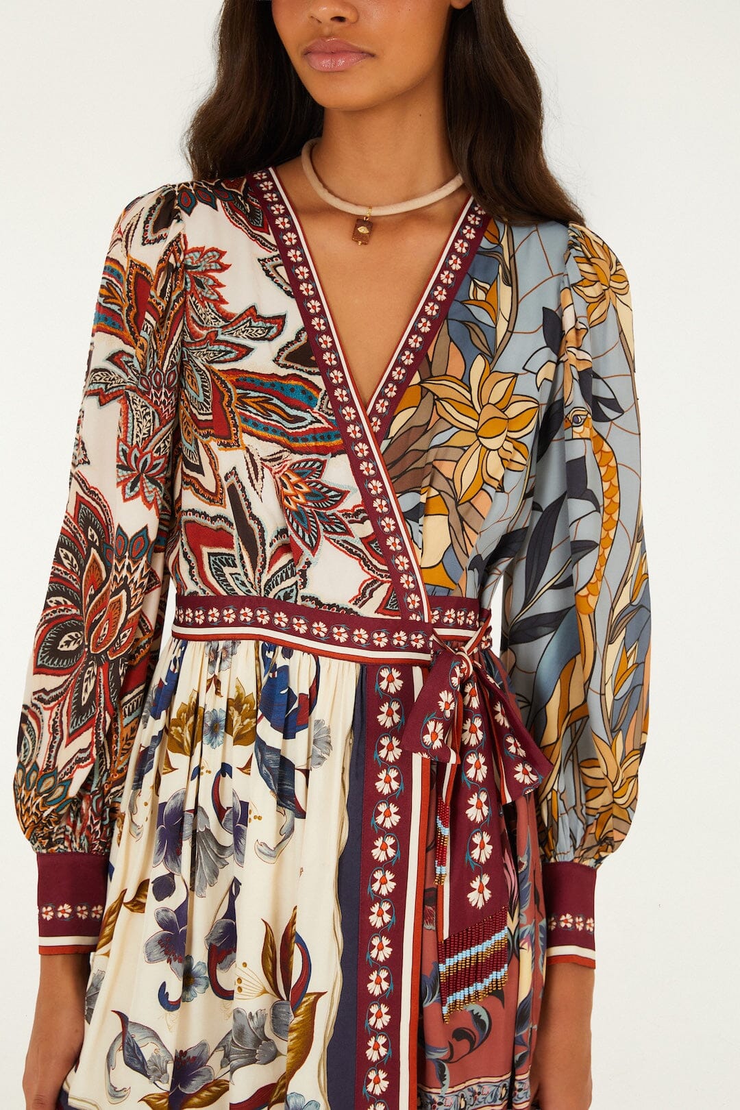 FARM RIO Stained Glass Beauty Mixed Scarves Mini Dress