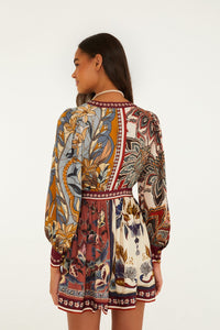 FARM RIO Stained Glass Beauty Mixed Scarves Mini Dress