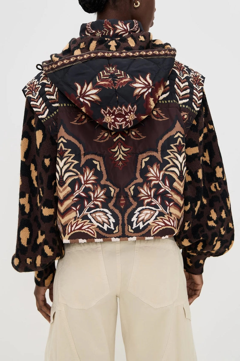 Farm Rio Winter Ainika Brown Puffer Jacket