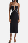 Farm Rio Linen Black and White Cutout Midi Dress