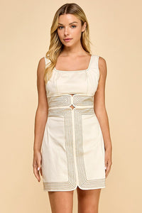 Briley Stitch Detail Square Neckline Mini Dress